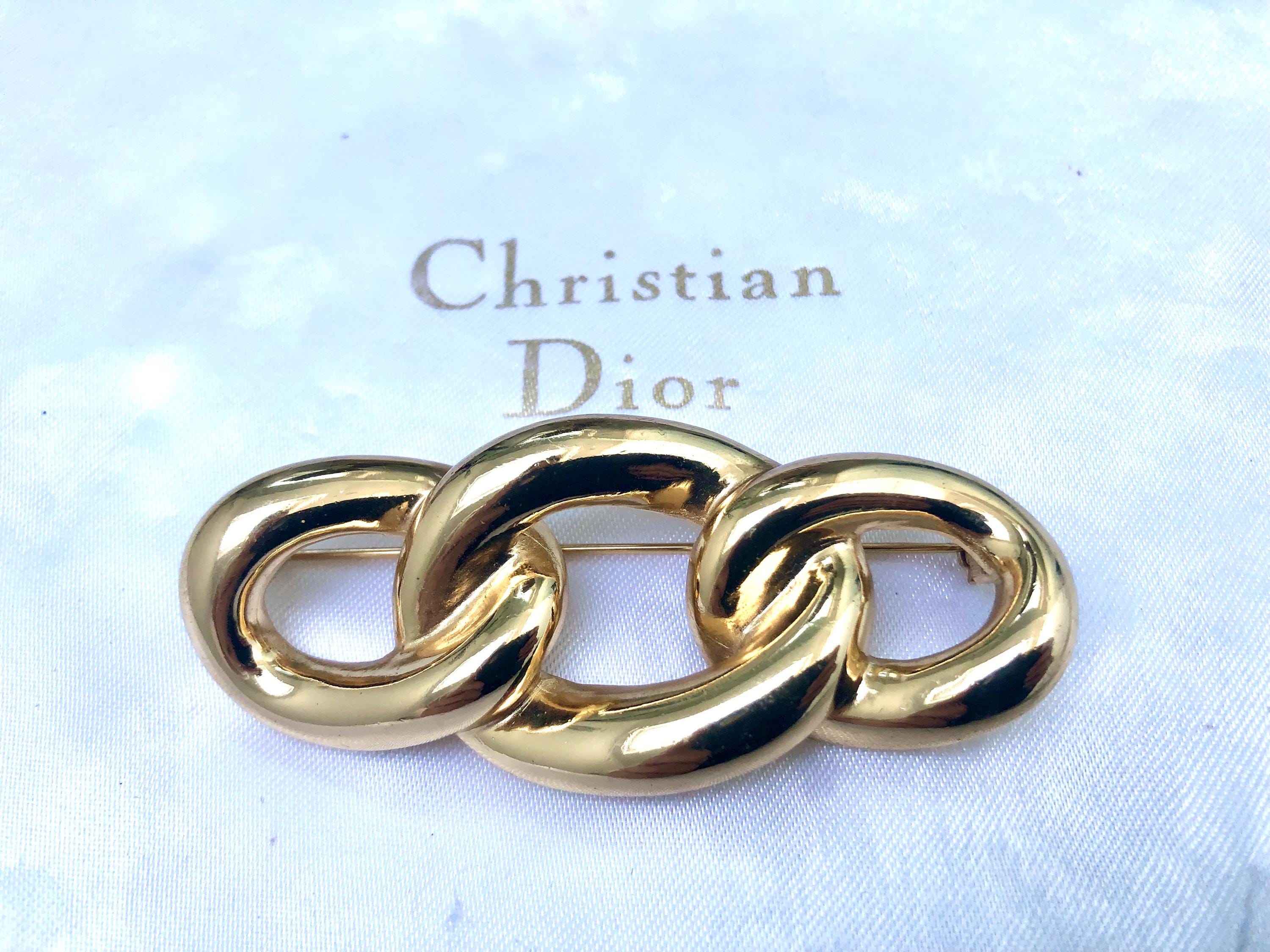 Vintage Christian Dior Triple Entwined Gold-plated Brooch
