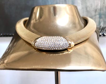 Vintage Christian Dior Rhinestone Collar Designer Necklace