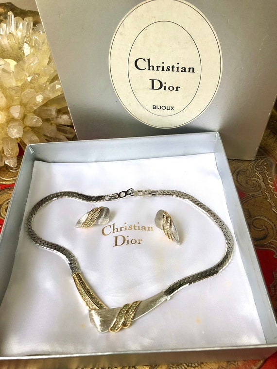 Buy Vintage Christian Dior Necklace Pierced Earring Set Art
