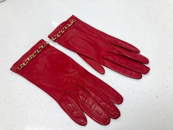 Vintage Harrods Italian Red Leather & Gold-tone C… - image 3
