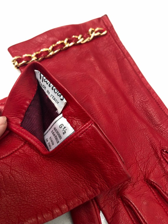 Vintage Harrods Italian Red Leather & Gold-tone C… - image 2