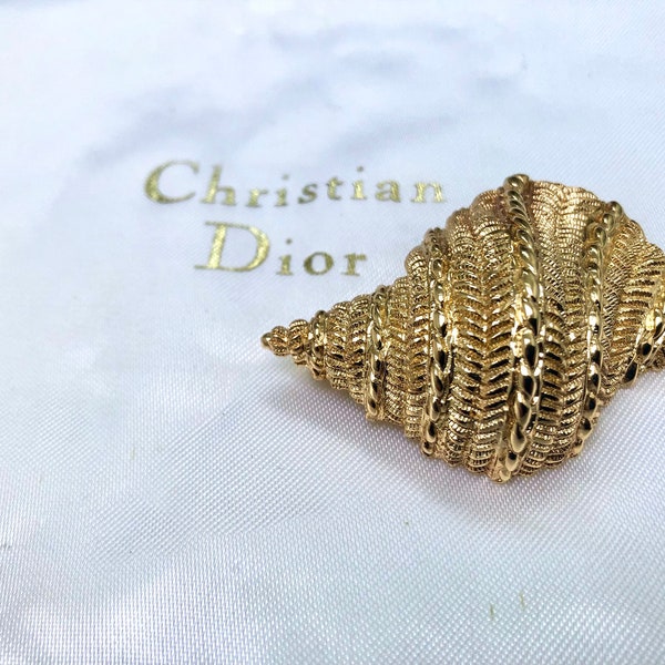 Vintage Christian Dior Shell Shaped Brooch with CD Box
