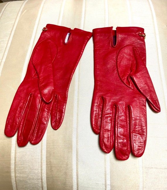 Vintage Harrods Italian Red Leather & Gold-tone C… - image 6