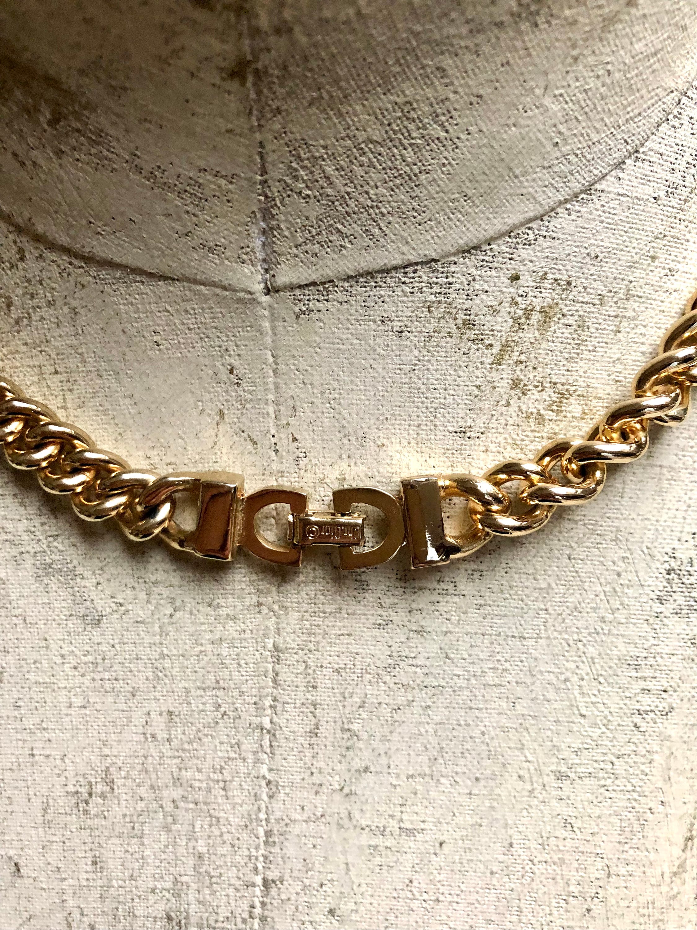 Vintage Christian Dior Enamel Rhinestone Gold Plate Designer