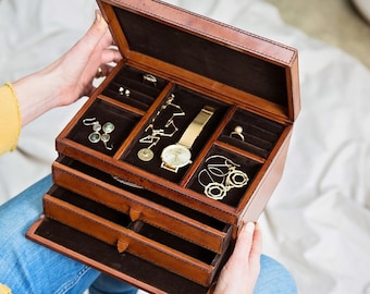 ヴィンテージ彫刻木製ジュエリーボックス：花のディテール、インド製