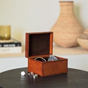 Personalised Leather Stud Box - 3rd Anniversary Gift - 18th Birthday Gift - Christening Gift - Retirement Present - Cufflink Box - Jewelry