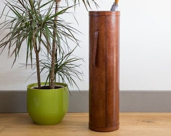 Personalised Tan Leather Stick Stand - Office and Home - 3rd Wedding Anniversary - Milestone Birthday
