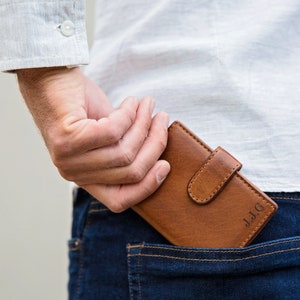 Carteira de cartão de crédito personalizada masculina - Carteira de couro para dinheiro - Presente de 3º aniversário de casamento - Presente de 30º aniversário