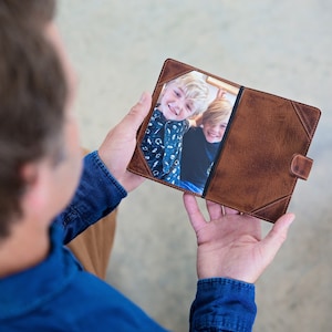 Cadre photo de voyage en cuir personnalisé - cadeau fête des pères - cadeau de voyage - cadeau d'anniversaire - cadeau 40e anniversaire - accessoires en cuir