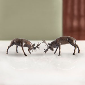 Miniature Bronze Rutting Stags - 8th Anniversary - Countryside - Family
