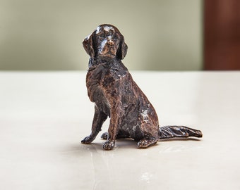 Statue miniature de retriever en bronze - cadeau du 8e anniversaire - cadeau pour amoureux des chiens - sculpture en bronze coulé - cadeau de retraite