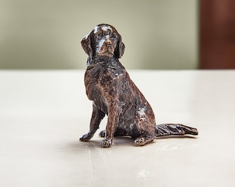 Statue miniature de retriever en bronze - cadeau du 8e anniversaire - cadeau pour amoureux des chiens - sculpture en bronze coulé - cadeau de retraite