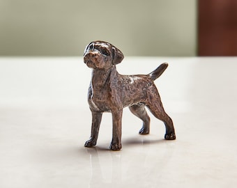 Miniature Bronze Border Terrier Sculpture - 8th Wedding Anniversary Gift - Retirement Present - Milestone Birthday