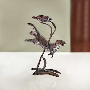 Miniatur-Bronze-Otter-Skulptur - 8. Jahrestag - Tier - Landschaft