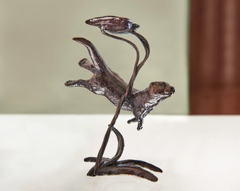 Miniatur-Bronze-Otter-Skulptur - 8. Jahrestag - Tier - Landschaft