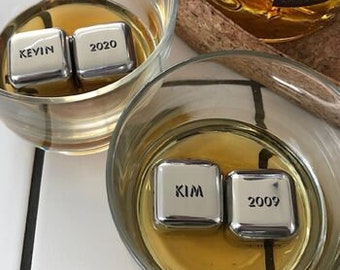 Steel Ice Cubes Personalised - 11th Anniversary Steel Gift - Wedding Gift - Engagement Present - Barware and Drinks Chiller