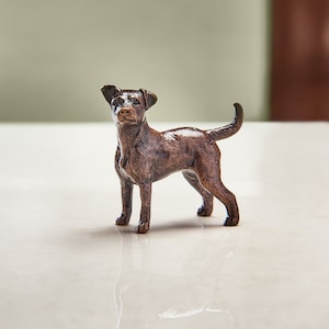 Miniature Bronze Jack Russell Statue - 8th Anniversary Gift - dog lover present - animal cast bronze figurine - milestone birthday gift