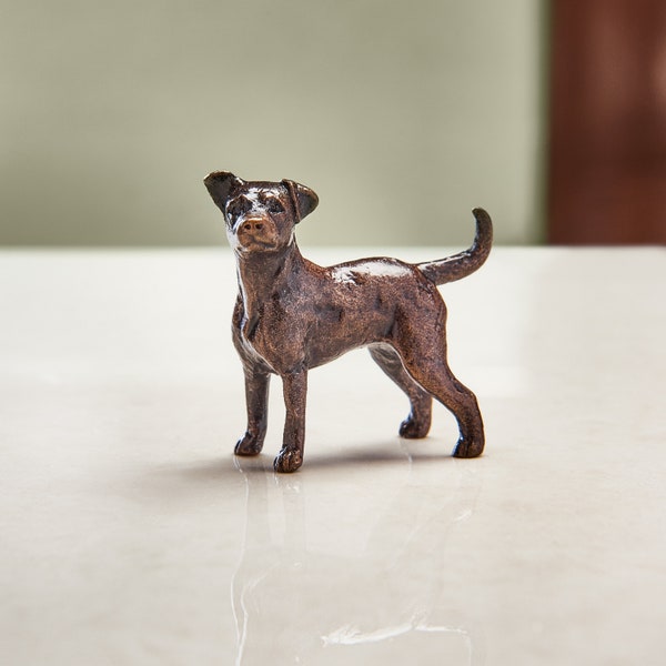 Statue miniature en bronze de Jack Russell - cadeau du 8e anniversaire - cadeau pour amoureux des chiens - figurine animal en bronze moulé - cadeau d'anniversaire important