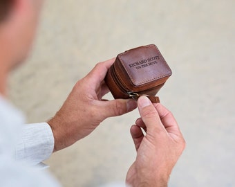 Small Personalised Leather Jewellery Case For Him