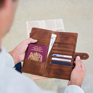 Cartera de viaje de cuero personalizada