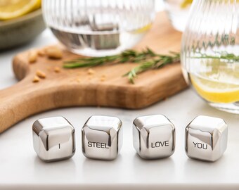 Cubitos de hielo de acero inoxidable - Regalo de acero para el 11.º aniversario - Regalo de boda - Regalo de compromiso - Regalo de 21.º cumpleaños - Regalo de jubilación