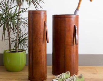 Leather Umbrella Stand Large  - Tan or Brown - Entrance Hall Furniture - 3rd Wedding Anniversary - Home and Office - 50th Birthday Present