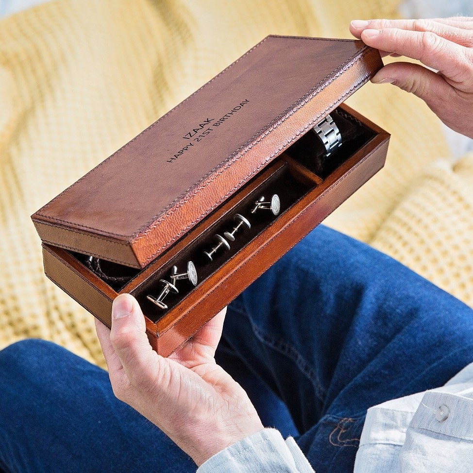 Personalised watch and cufflink box hotsell