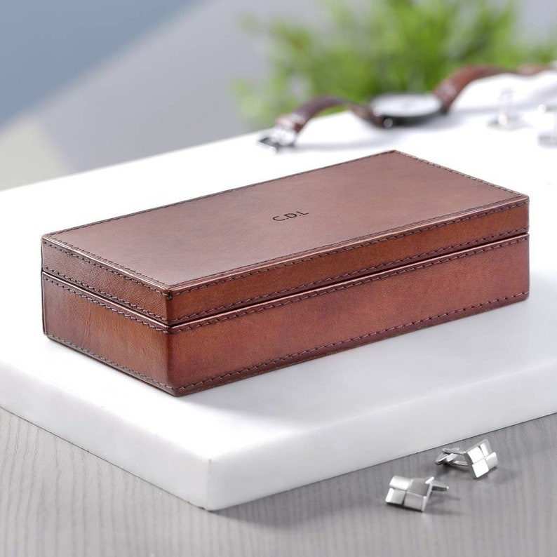 Personalised Leather Cufflink Box Etsy