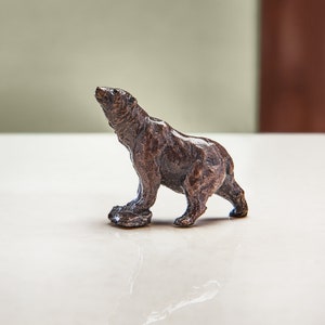Miniature Bronze Polar Bear Sculpture, 8th Wedding Anniversary - Retirement Gift - Engagement Present - Milestone Birthday Present