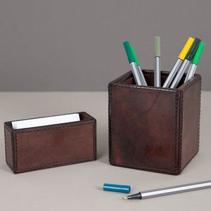 Personalised Leather Desk Set Mini Two Colours - Etsy
