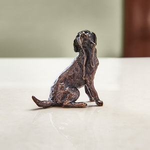 Miniature Bronze Labrador Statue - 8th Anniversary Gift - Animal Cast Bronze Figurine - Wedding Gift - Engagement Presents