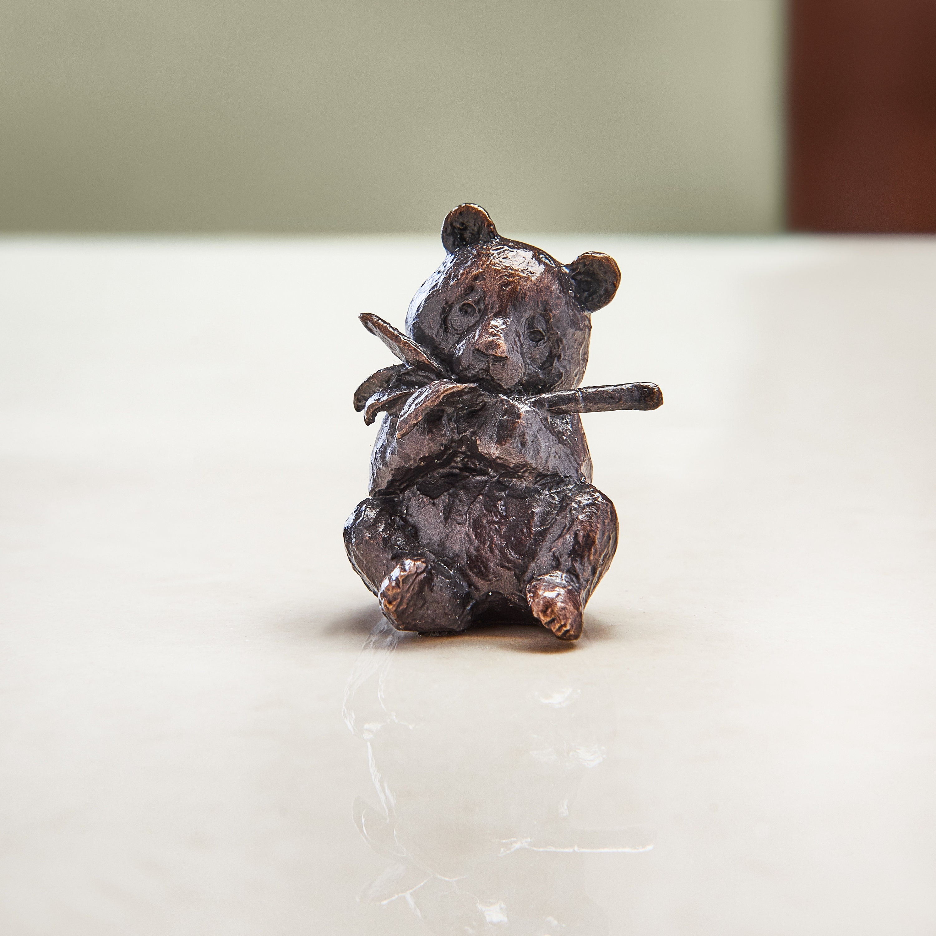 Miniature Bronze Panda Sculpture 8th Wedding Anniversary Gift - Animal Sculpture - Engagement Present - Retirement Gift