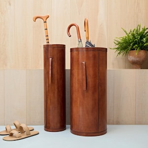 Personalised Tan Leather Stick Stand - Office and Home - 3rd Wedding Anniversary - Milestone Birthday