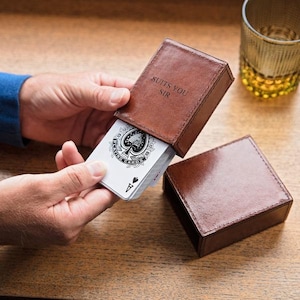 Coffret cadeau cartes à jouer en cuir - 3e anniversaire de mariage - Cadeau de mariage - 40e anniversaire