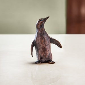 Miniature Bronze Penguin Sculpture, 8th Wedding Anniversary - Animal Figurine - 50th Milestone Birthday - Retirement Gift