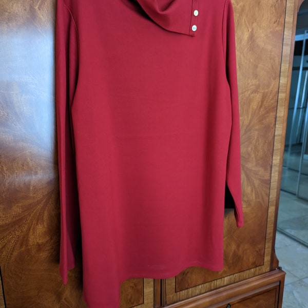 JONES NEW YORK Signature very full red button collared top size xl