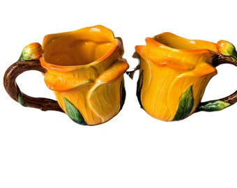 Corner Ruby Garden Collection 2 tazas de cerámica naranjas nuevas