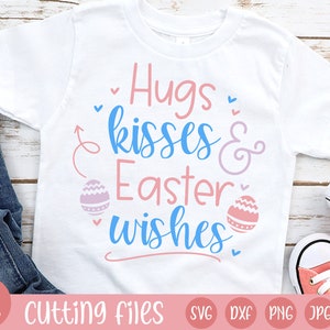 knuffels kussen en pasen wensen svg | easter svg | paaseieren | knuffels en kusjes | cricut cut-bestanden | silhouetgesneden bestanden | gelukkig pasen