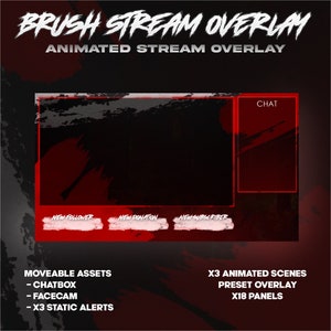 Brush Stream Overlay, Paint Strokes, Grunge Aesthetic, Twitch/Obs/Streamlabs Overlay, Unique Design