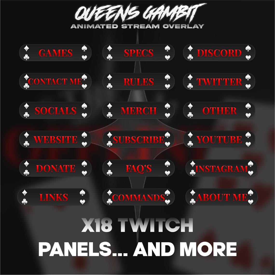 Animated Stream Pack | Queens Gambit Stream Background Overlay ...