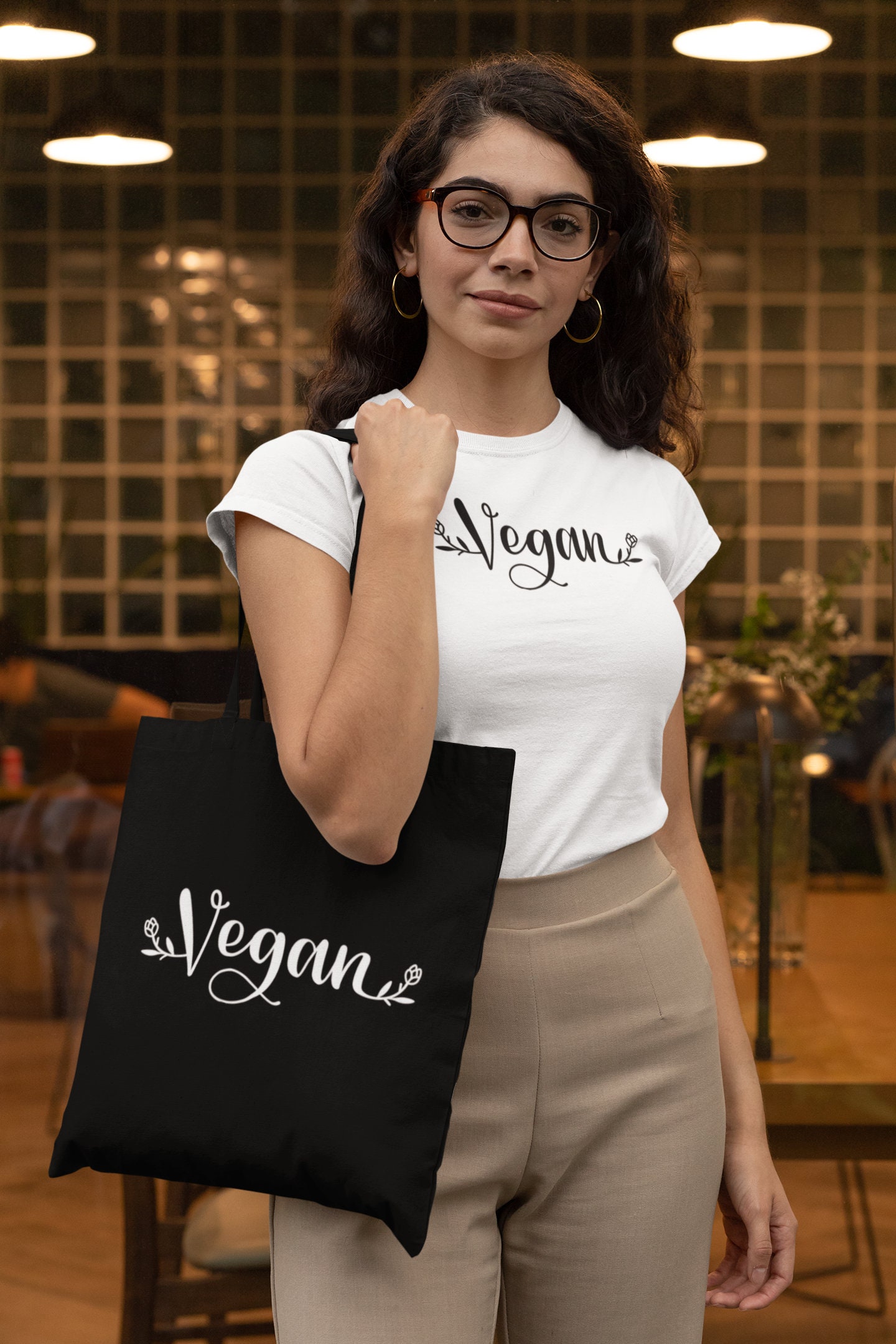 Vegan Tote Bag Vegan Shopping Bag Vegan Shoulder Bag Etsy