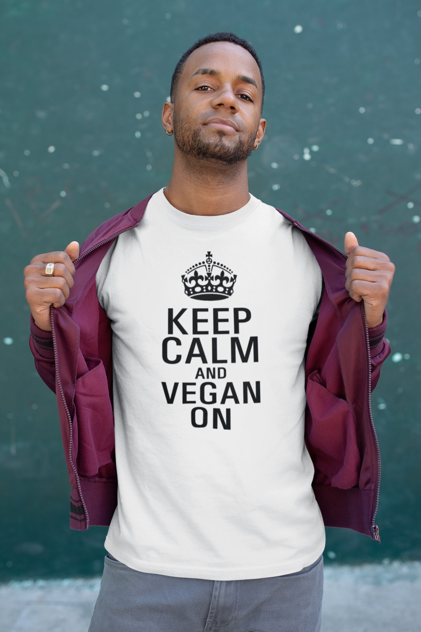 Image of Keep Calm & Vegan On Shirt | Mens Animal Rights Gift Environmental Christmas