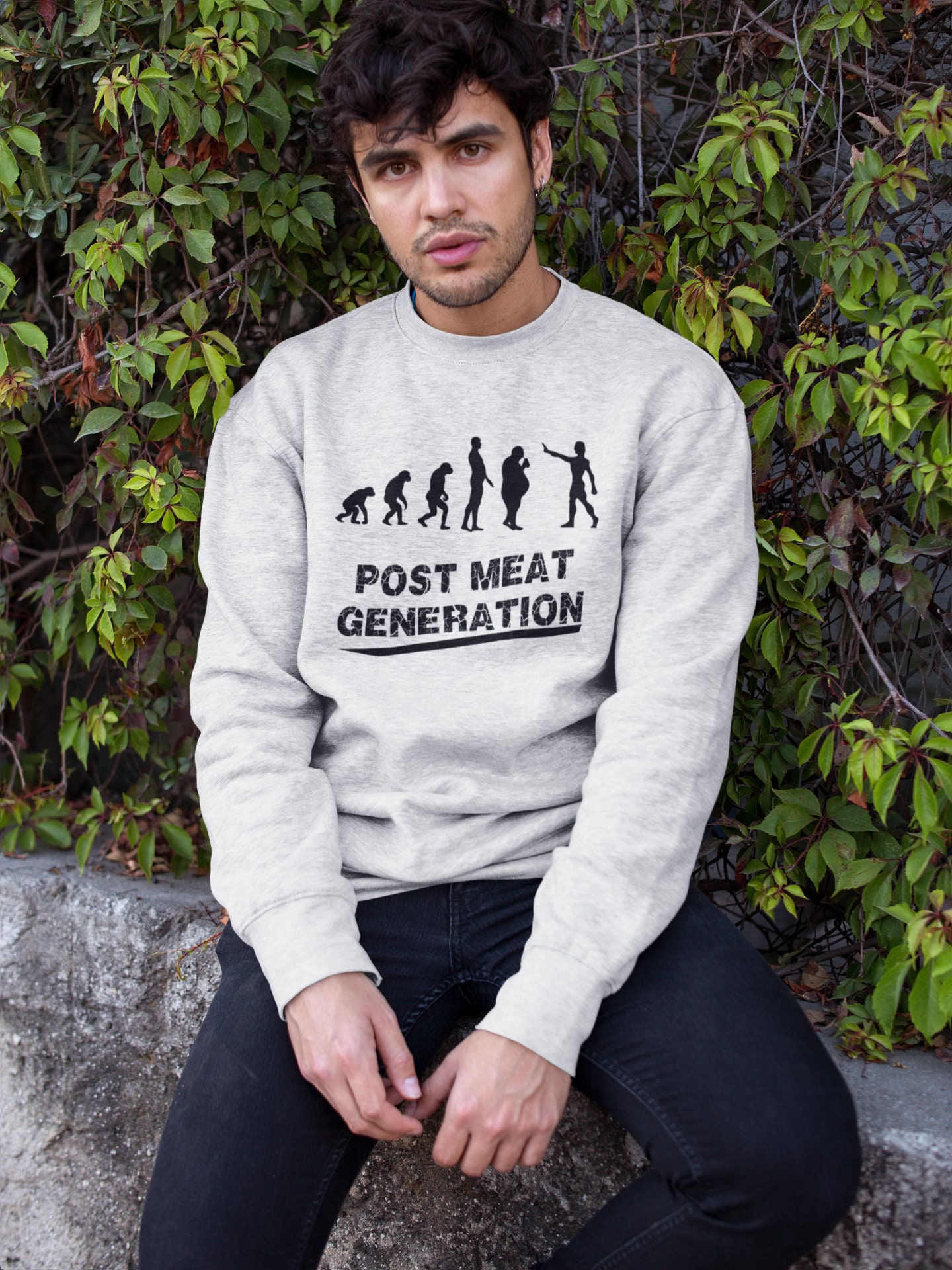 Image of Vegan Sweatshirt Post Meat Generation // Vegan Hoodie Shirt Clothing Gift Friends Not Food