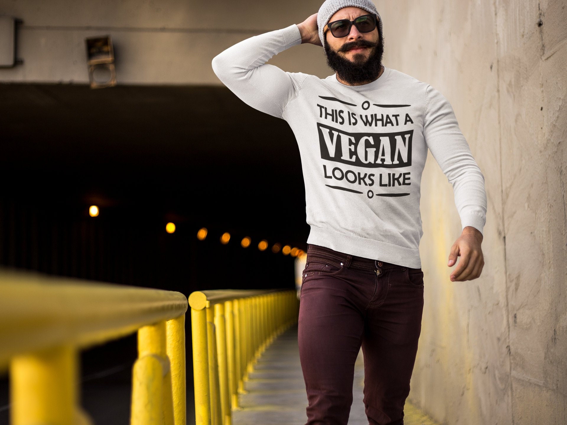 Image of Vegan Sweatshirt, Friends Not Food Shirt, Cute Vegan Vegetarian Tshirt, This Is What A Looks Like Sweatshirt Hoodie