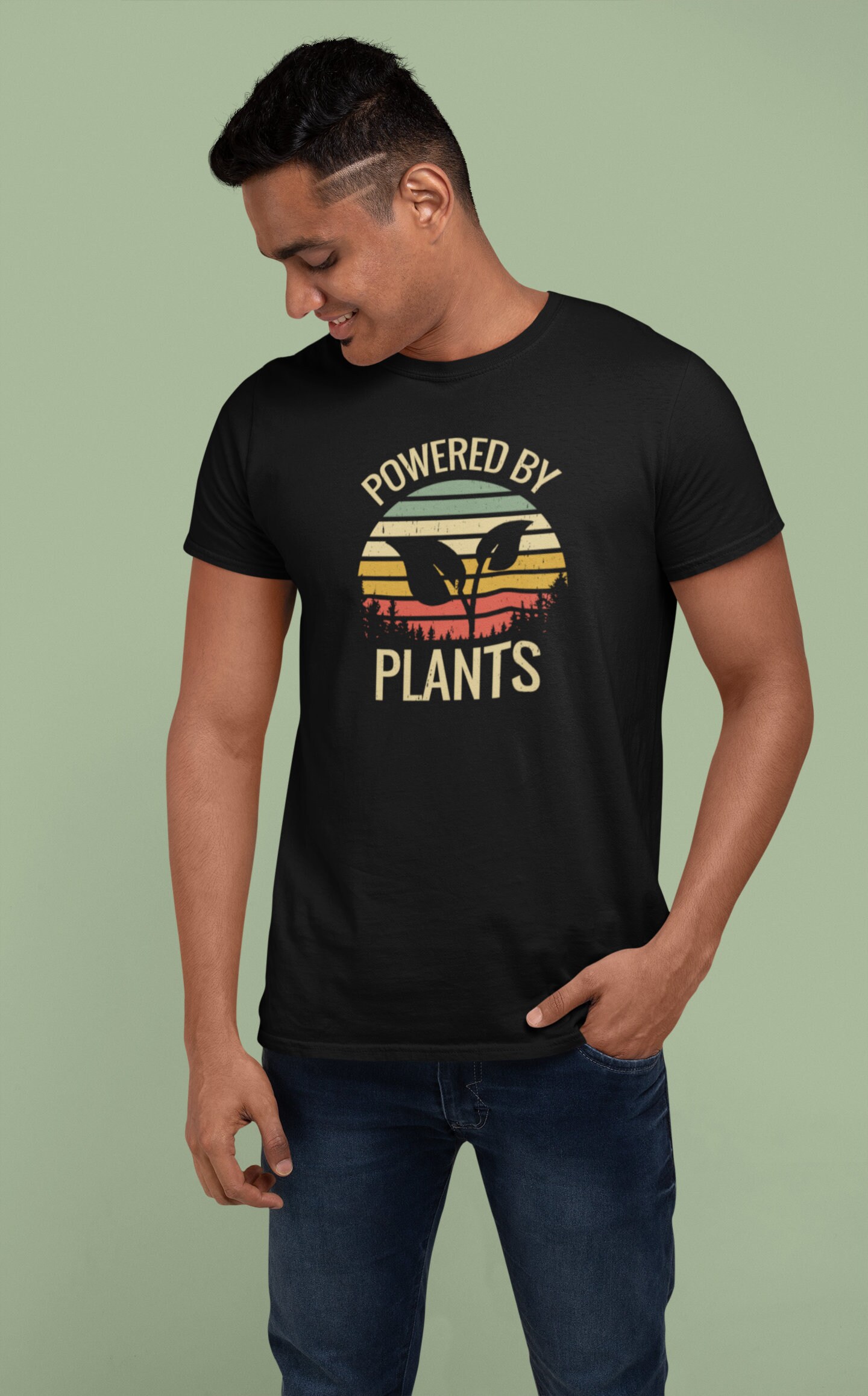 Image of Powered By Plants Vegan Shirt | Mens Animal Rights Gift Environmental Christmas