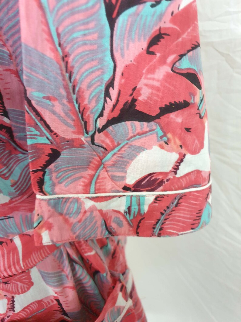 Long Cotton Kimono Handmade Leaf Print Cover up Bath Etsy