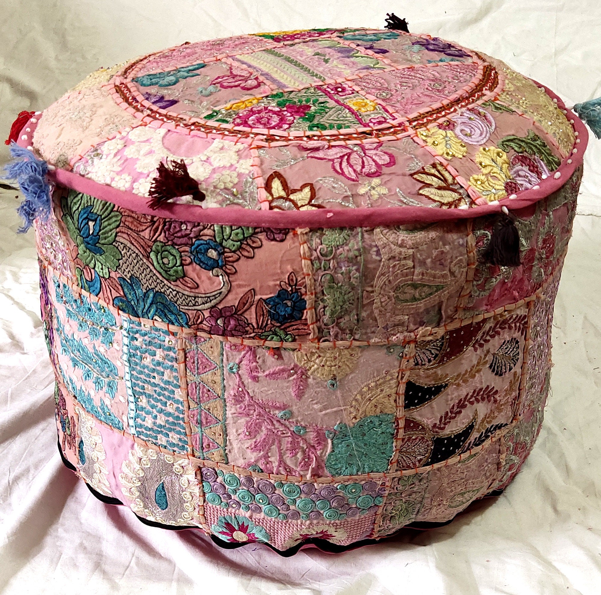 Ottomans, Footstools & Poufs Home & Garden Vintage Indian Handmade Round Ottoman Indian