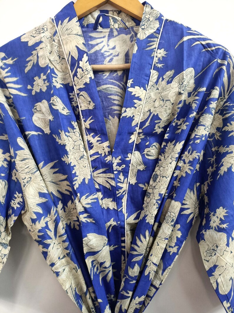 Blue 100 Cotton Kimono Robespure Cotton Kimonofestival Etsy