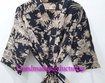 Beautiful Cotton Kimono butterfly robes Womens Kimono Robe,Womens Dressing Gown,Vintage style, Peacock design,Gifts for Her, summer holidays
