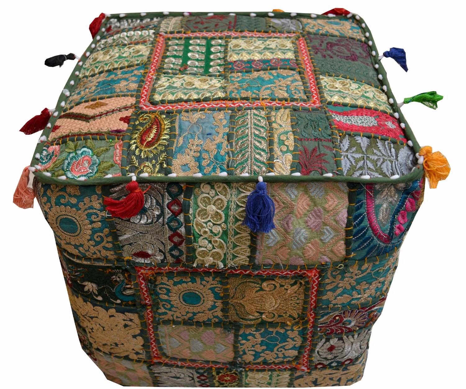 Indian Vintage Square Pouf Cover 100 Cotton Patchwork Large Etsy